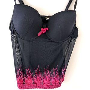 Women's 38C Lingerie Built-in Bra Sheer Top